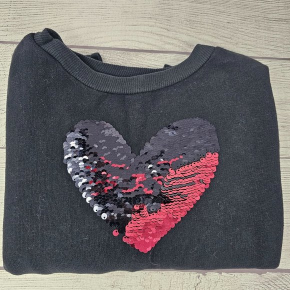 Zara‎ Girls Pullover Glitter Heart Sweatshirt Size 9/10 - Picture 1 of 4